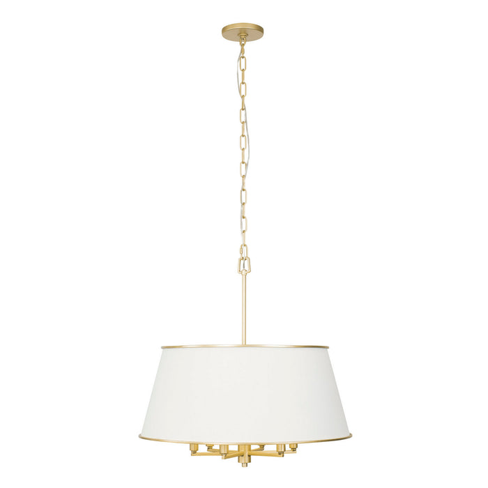 Varaluz 364P06MWFG Six Light Pendant, Matte White/French Gold