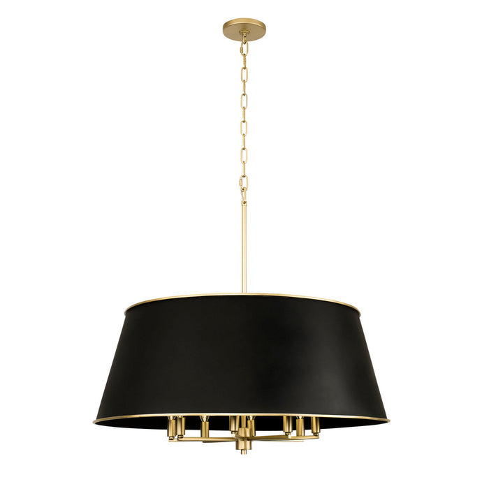 Varaluz 364P08MBFG Eight Light Pendant, Matte Black/French Gold