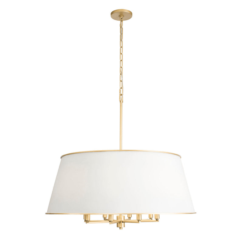 Varaluz 364P08MWFG Eight Light Pendant, Matte White/French Gold
