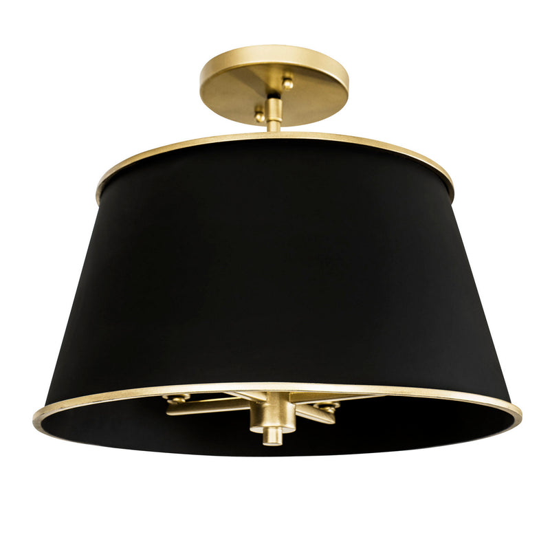 Varaluz 364S04MBFG Four Light Semi-Flush Mount, Matte Black/French Gold