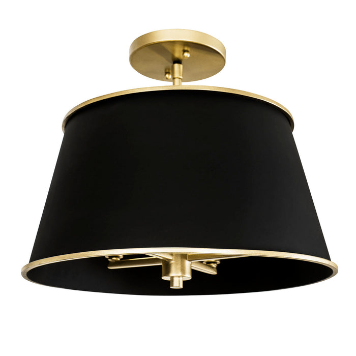 Varaluz 364S04MBFG Four Light Semi-Flush Mount, Matte Black/French Gold