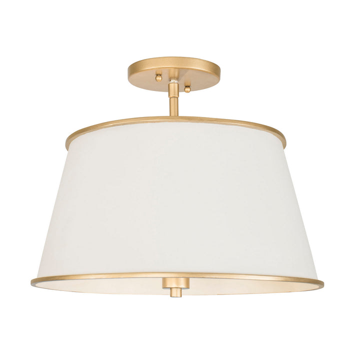 Varaluz 364S04MWFG Four Light Semi-Flush Mount, Matte White/French Gold