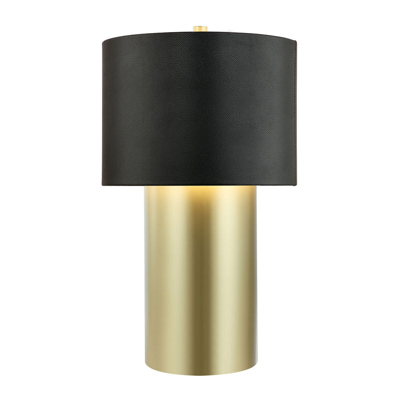 Varaluz 368T01GOB One Light Table Lamp, Painted Gold/Black Leather