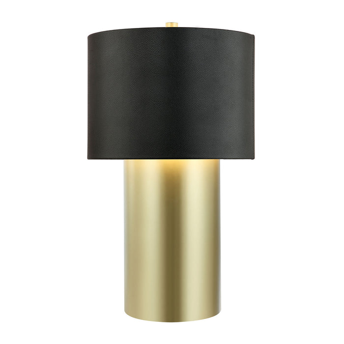 Varaluz 368T01GOB One Light Table Lamp, Painted Gold/Black Leather