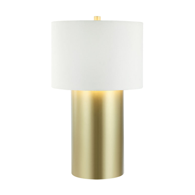 Varaluz 368T01GOW One Light Table Lamp, Painted Gold/White Leather
