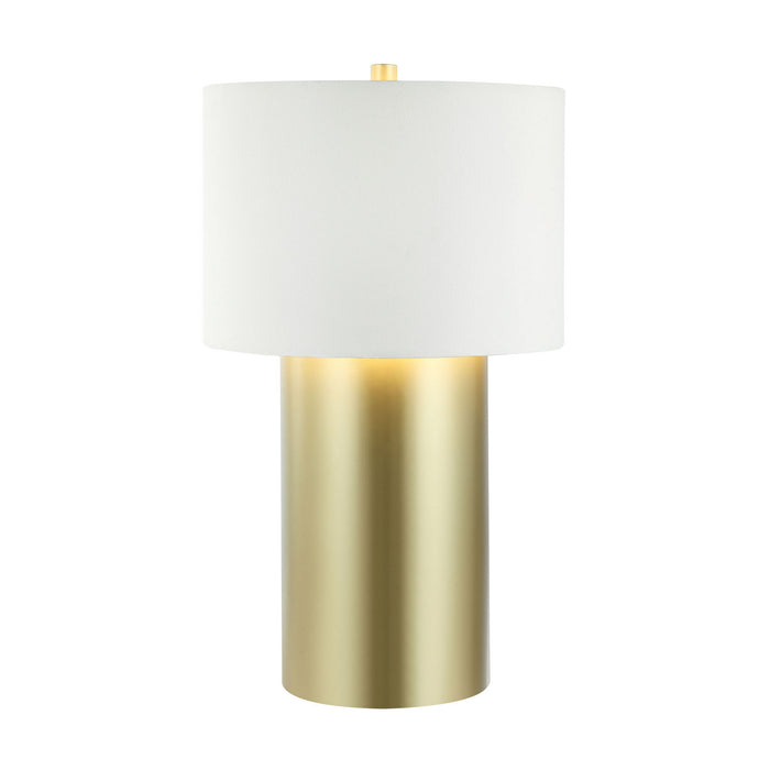Varaluz 368T01GOW One Light Table Lamp, Painted Gold/White Leather