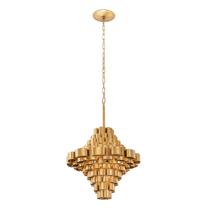 Varaluz 369F05AGCB Five Light Foyer Pendant, Antique Gold/Carbon Black