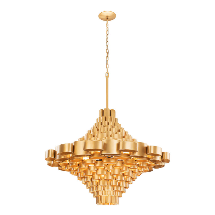 Varaluz 369F17AGCB 17 Light Foyer Pendant, Antique Gold/Carbon Black