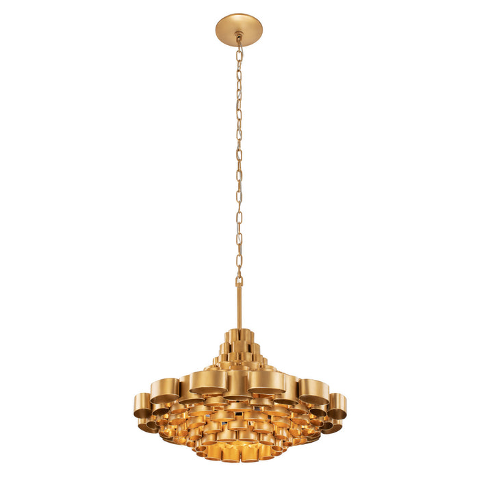 Varaluz 369P06AGCB Six Light Pendant, Antique Gold/Carbon Black