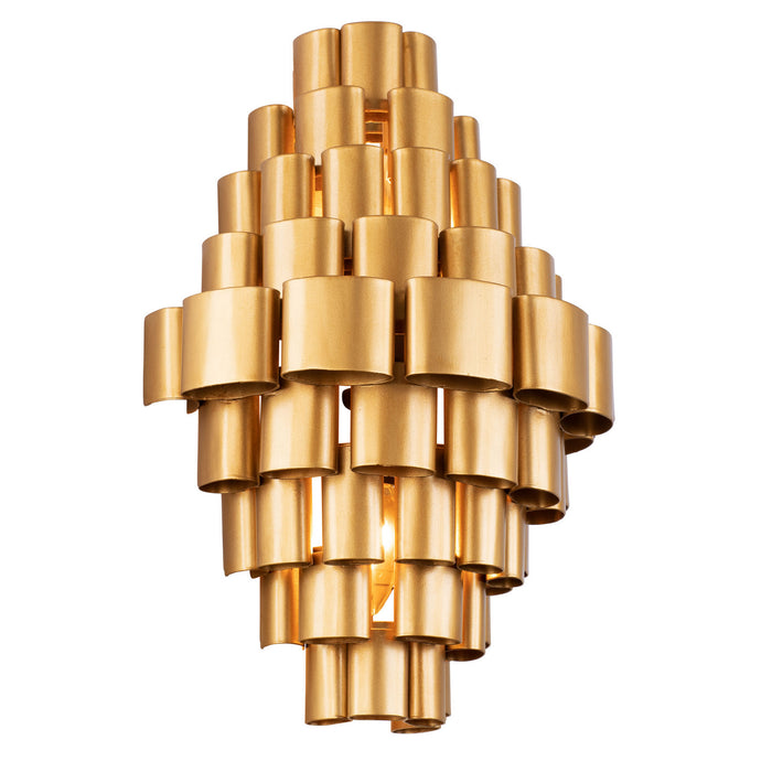 Varaluz 369W02AGCB Two Light Wall Sconce, Antique Gold/Carbon Black