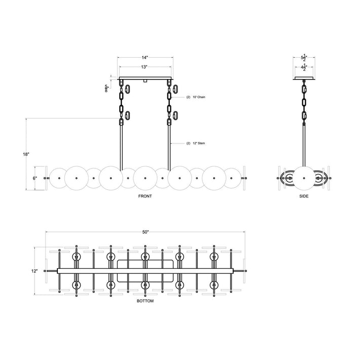 Varaluz 370N10HG Ten Light Linear Pendant, Havana Gold