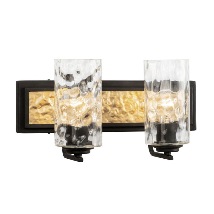 Varaluz 371B02CBFG Two Light Bath, Carbon/French Gold