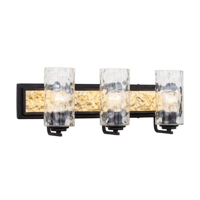 Varaluz 371B03CBFG Three Light Bath, Carbon/French Gold