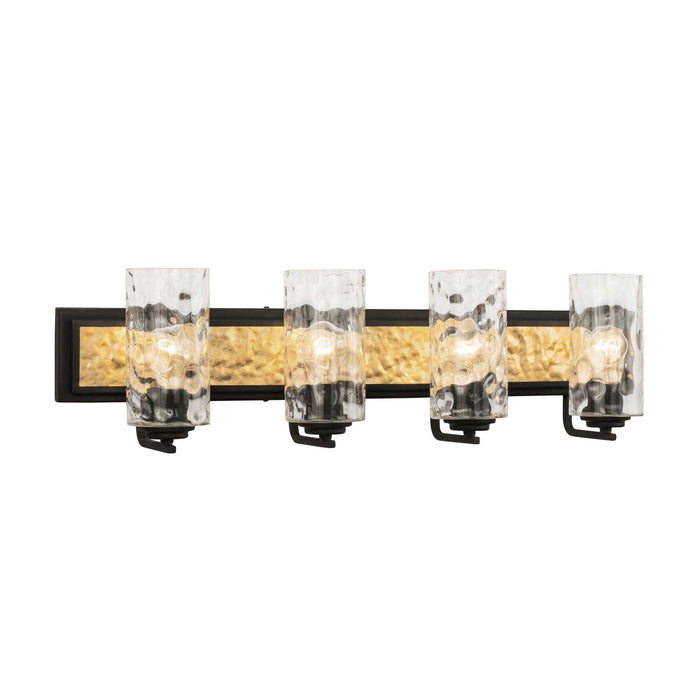 Varaluz 371B04CBFG Four Light Bath, Carbon/French Gold