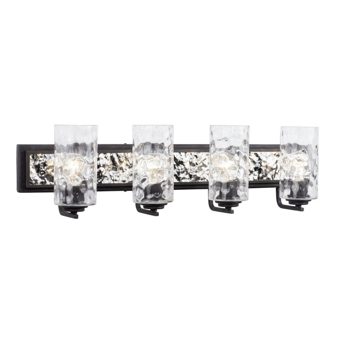 Varaluz 371B04CBPS Four Light Bath, Carbon/Polished Stainless