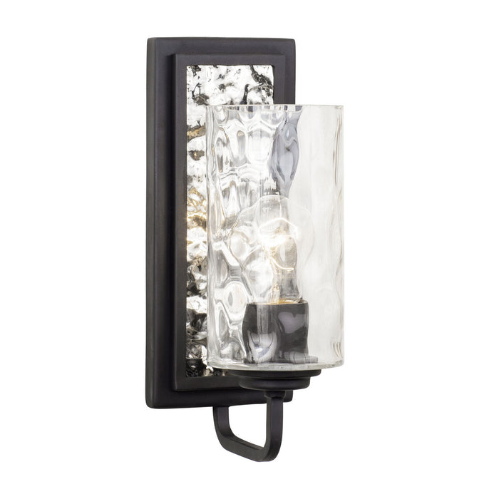 Varaluz 371W01CBPS One Light Wall Sconce, Carbon/Polished Stainless