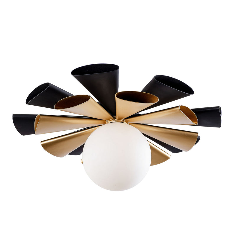 Varaluz 372S01LMBFG One Light Convertible Flush Mount/Wall Sconce, Matte Black/French Gold