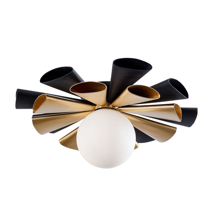 Varaluz 372S01MMBFG One Light Convertible Flush Mount/Wall Sconce, Matte Black/French Gold