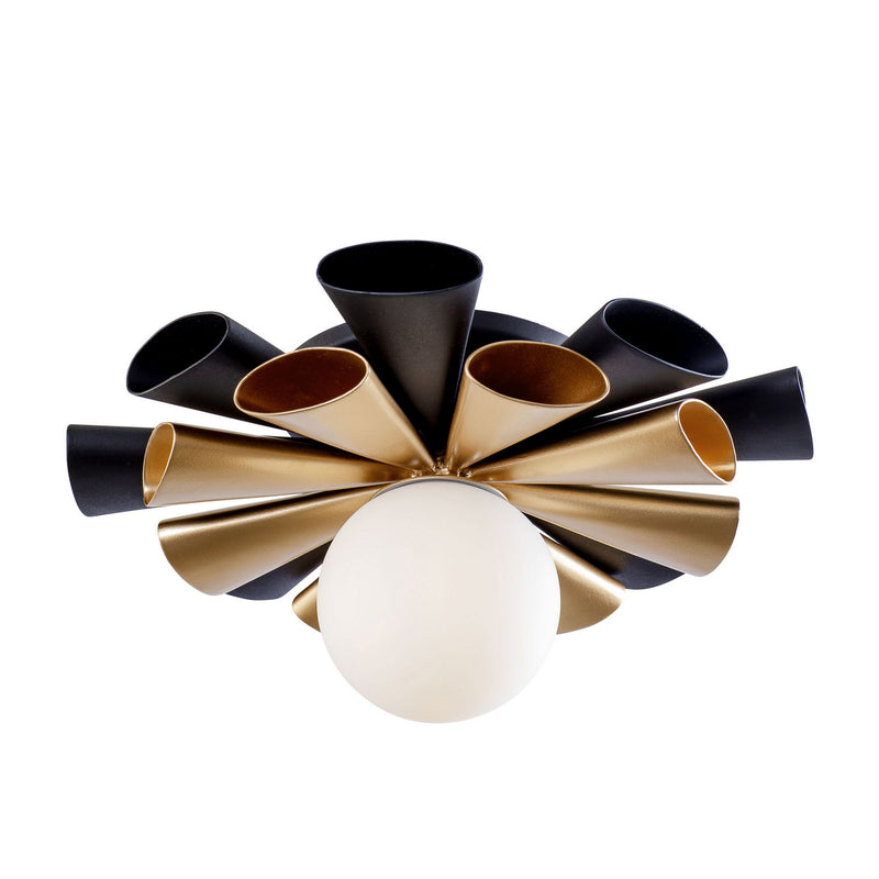 Varaluz 372S01SMBFG LED Convertible Flush Mount/Wall Sconce, Matte Black/French Gold