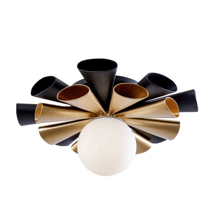 Varaluz 372S01SMBFG LED Convertible Flush Mount/Wall Sconce, Matte Black/French Gold