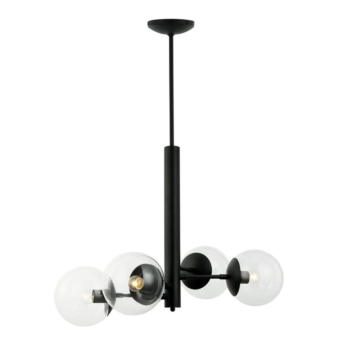 Varaluz 373C04BL Four Light Chandelier, Black