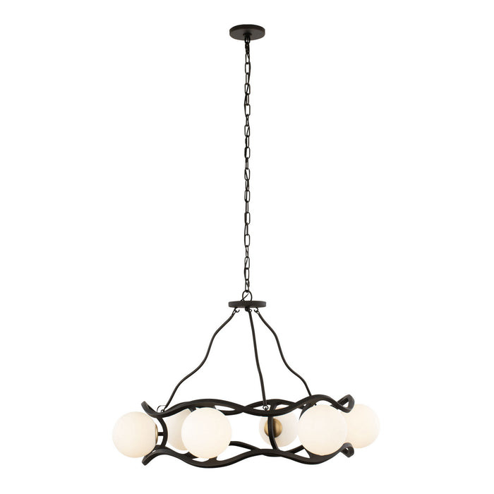 Varaluz 374C06CBFG Six Light Chandelier, Carbon/French Gold