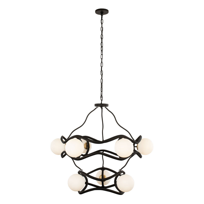 Varaluz 374C09CBFG Nine Light Chandelier, Carbon/French Gold