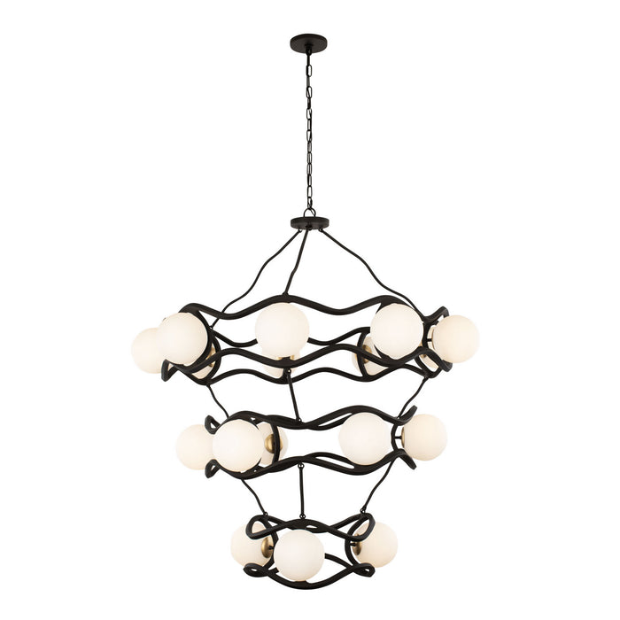 Varaluz 374C18CBFG 18 Light Chandelier, Carbon/French Gold