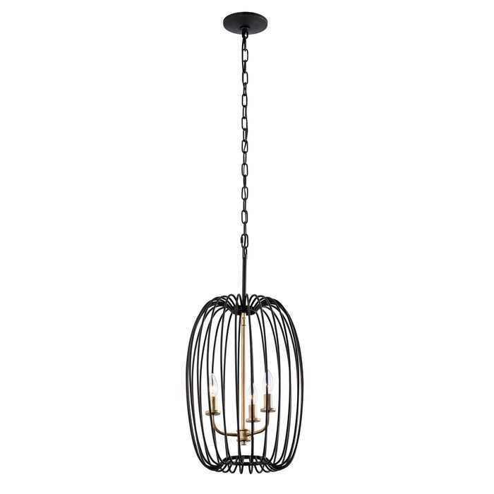 Varaluz 375F03CBHG Three Light Foyer Pendant, Carbon/Havana Gold
