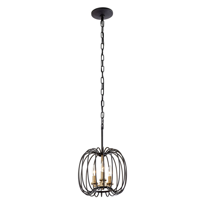 Varaluz 375M03CBHG Three Light Pendant, Carbon/Havana Gold