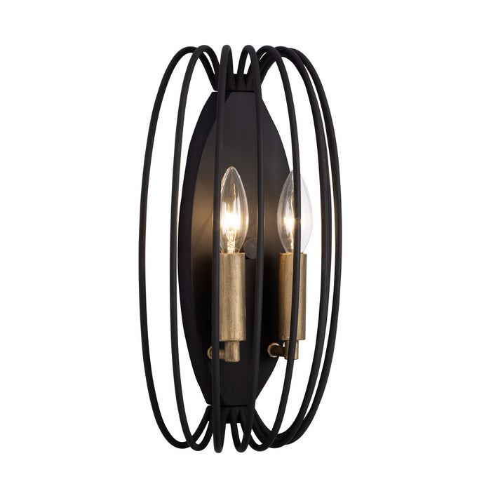 Varaluz 375W02CBHG Two Light Wall Sconce, Carbon/Havana Gold