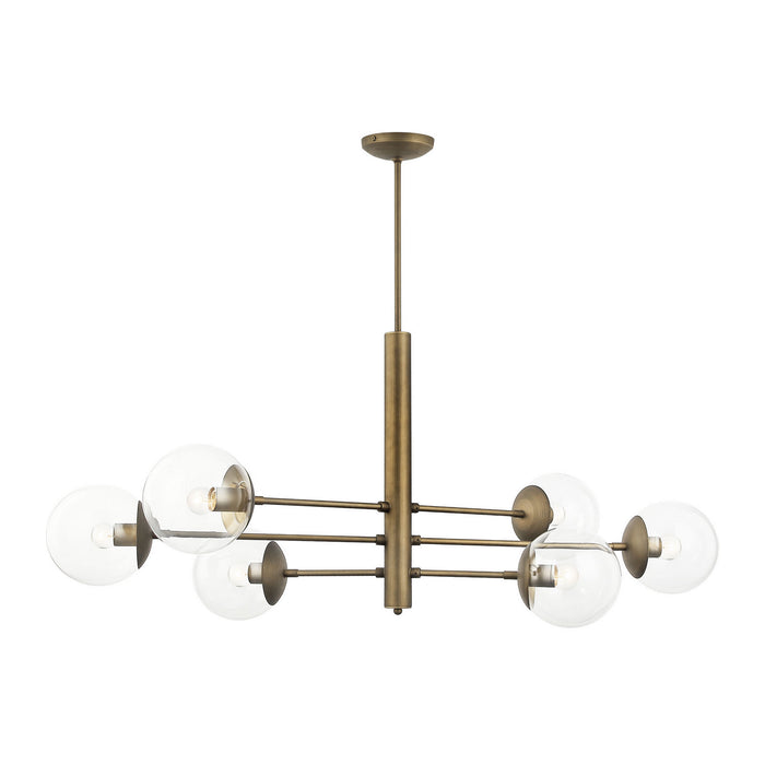 Varaluz 612750 Six Light Linear Pendant, Antique Brass