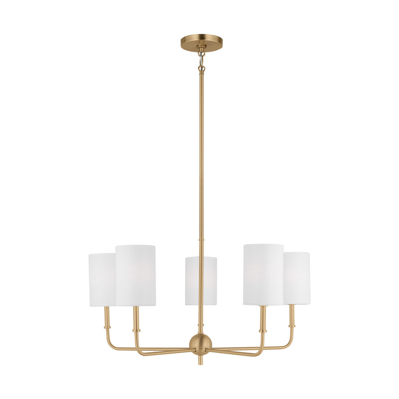 Visual Comfort Studio 3109305-848 Five Light Chandelier, Satin Brass