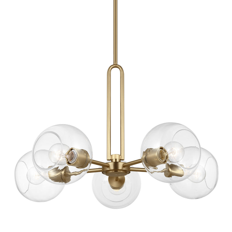 Visual Comfort Studio 3155705-848 Five Light Chandelier, Satin Brass