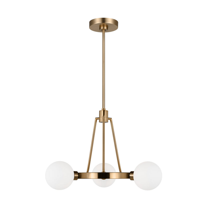 Visual Comfort Studio 3161603-848 Three Light Chandelier, Satin Brass