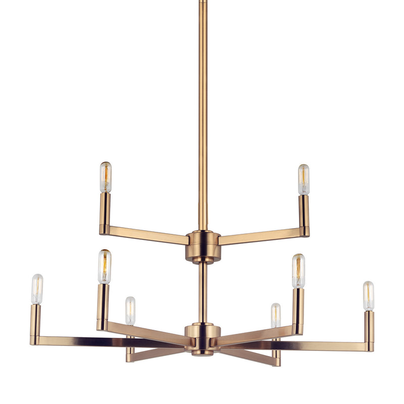 Visual Comfort Studio 3164209-848 Nine Light Chandelier, Satin Brass