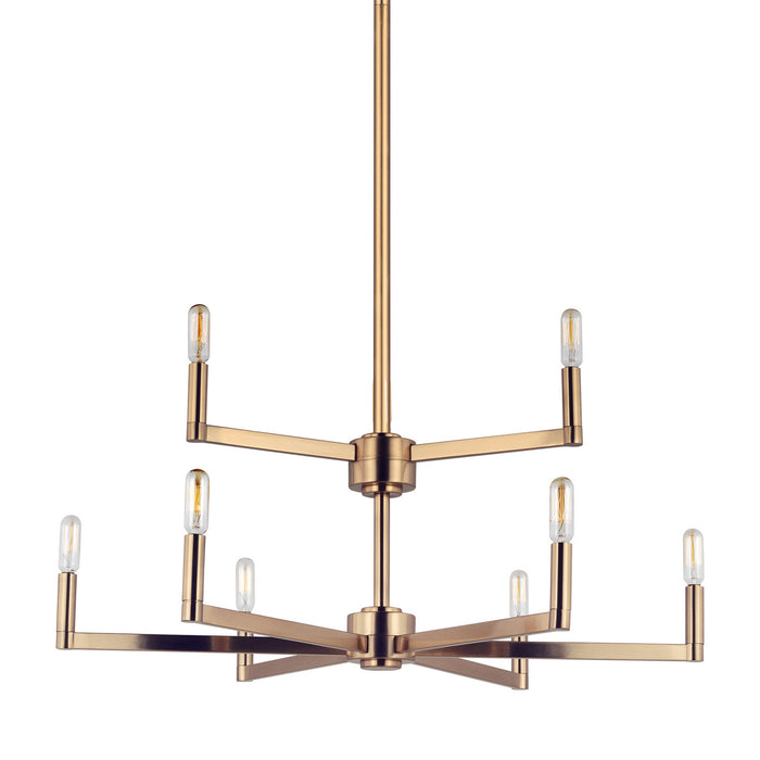 Visual Comfort Studio 3164209-848 Nine Light Chandelier, Satin Brass