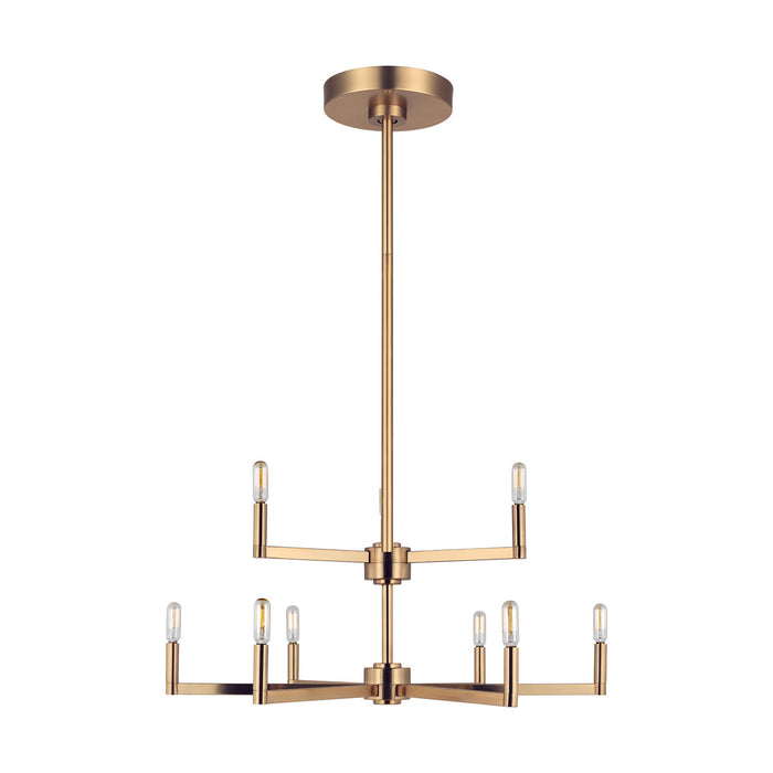 Visual Comfort Studio 3164209-848 Nine Light Chandelier, Satin Brass