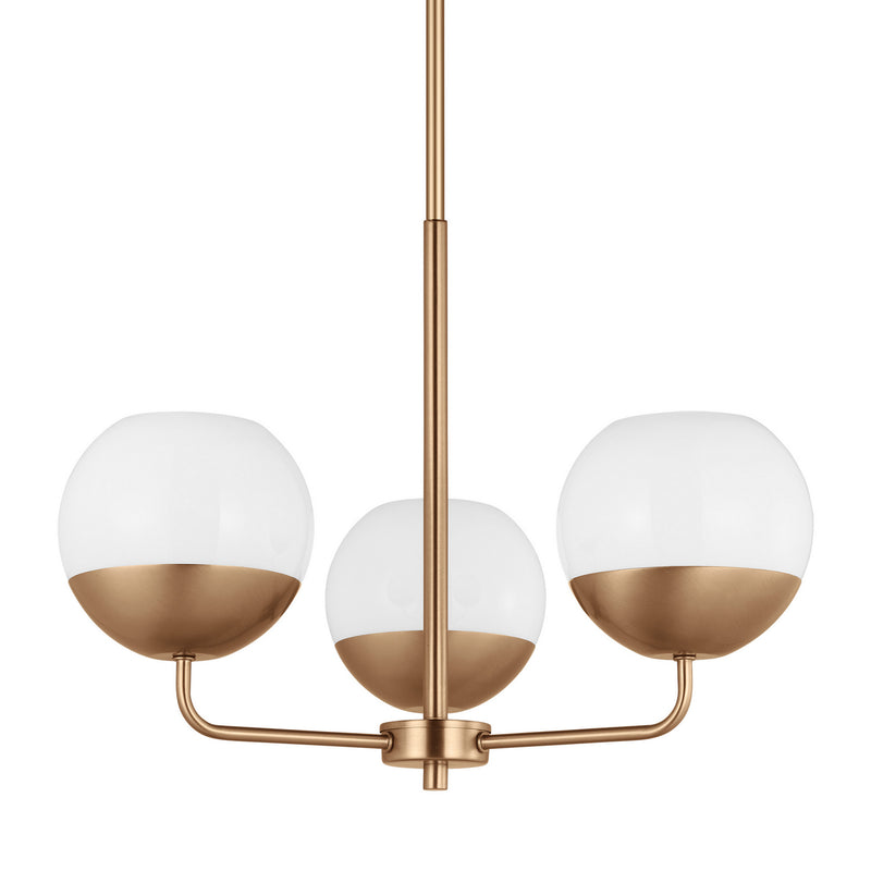 Visual Comfort Studio 3168103-848 Three Light Chandelier, Satin Brass