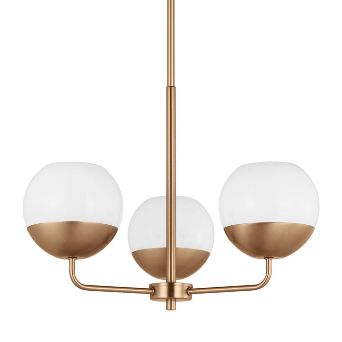 Visual Comfort Studio 3168103-848 Three Light Chandelier, Satin Brass