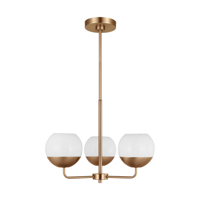 Visual Comfort Studio 3168103-848 Three Light Chandelier, Satin Brass