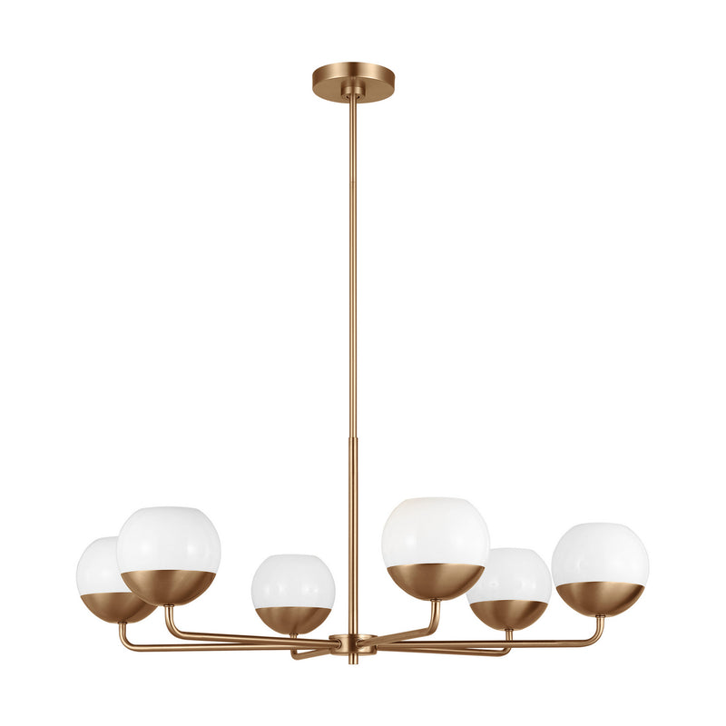 Visual Comfort Studio 3168106-848 Six Light Chandelier, Satin Brass