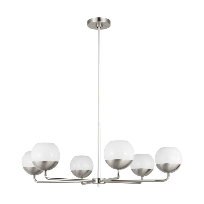 Visual Comfort Studio 3168106-962 Six Light Chandelier, Brushed Nickel