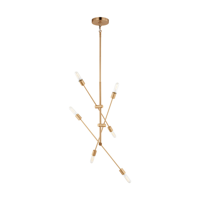 Visual Comfort Studio 3200506-848 Six Light Chandelier, Satin Brass