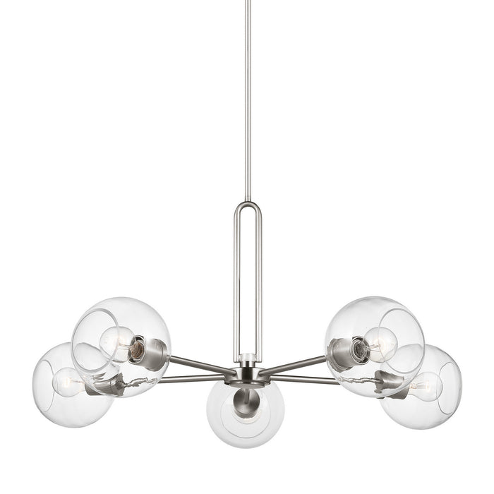 Visual Comfort Studio 3255705-962 Five Light Chandelier, Brushed Nickel