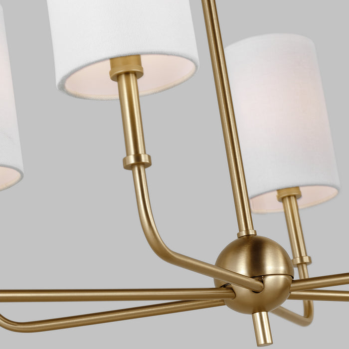 Visual Comfort Studio 3609306-848 Six Light Chandelier, Satin Brass