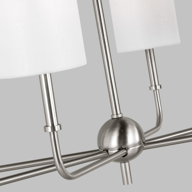Visual Comfort Studio 3609306-962 Six Light Chandelier, Brushed Nickel