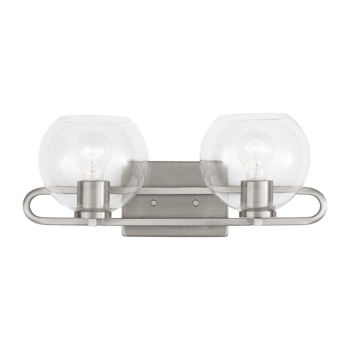 Visual Comfort Studio 4455702-962 Two Light Bath Vanity, Brushed Nickel