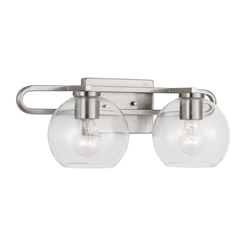 Visual Comfort Studio 4455702-962 Two Light Bath Vanity, Brushed Nickel