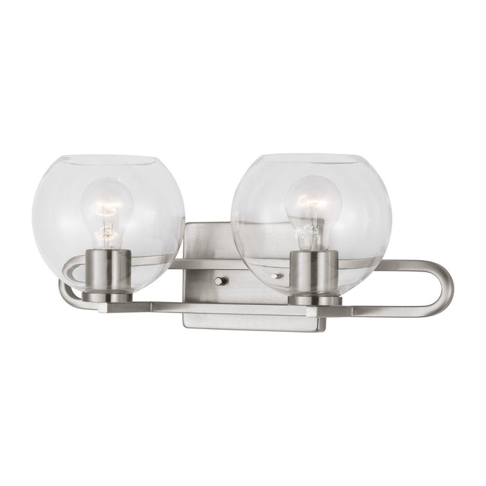 Visual Comfort Studio 4455702-962 Two Light Bath Vanity, Brushed Nickel
